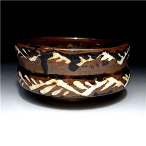 Vintage Seto Ware Japanese Tea Bowl with Original Wooden Box